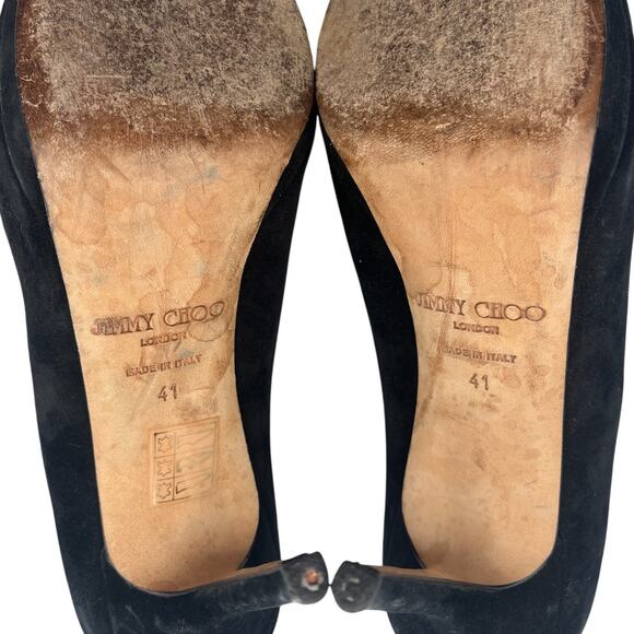 Jimmy Choo Aimee Suede Platform Pumps Heels Black Sz 11 - Picture 8 of 10